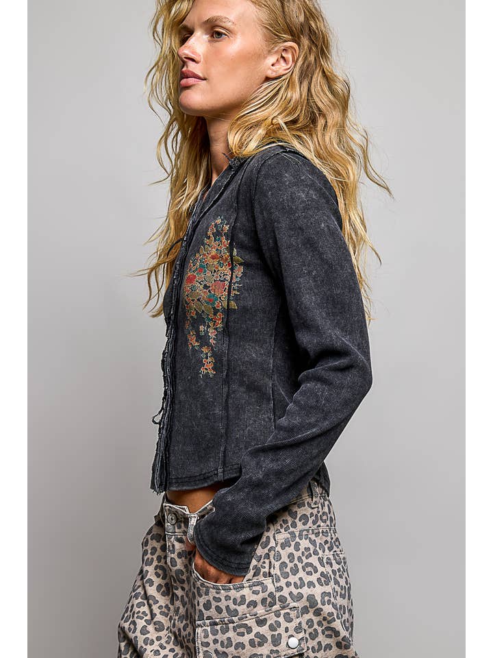 POL Ribbed Washed Accent Top