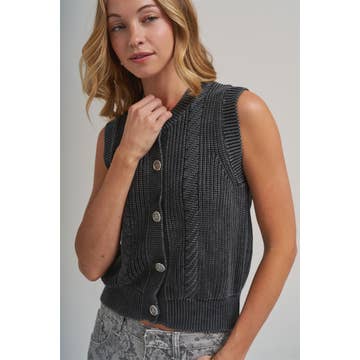 Mineral Washed Knit Sweater Vest