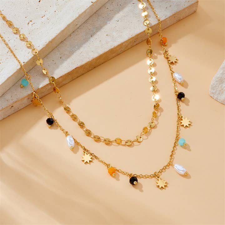 18k Stainless Steel Beaded Necklace