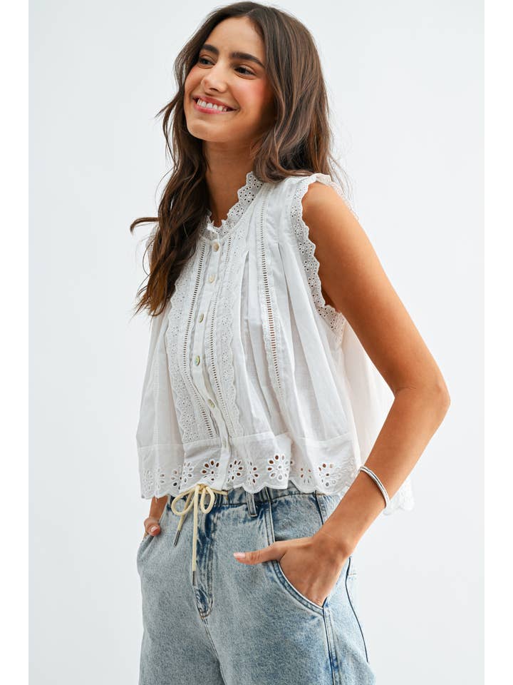 Camellia Sleeveless Cotton Blouse