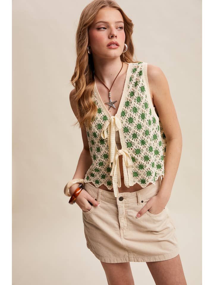 Listicle Daisy Crochet Vest