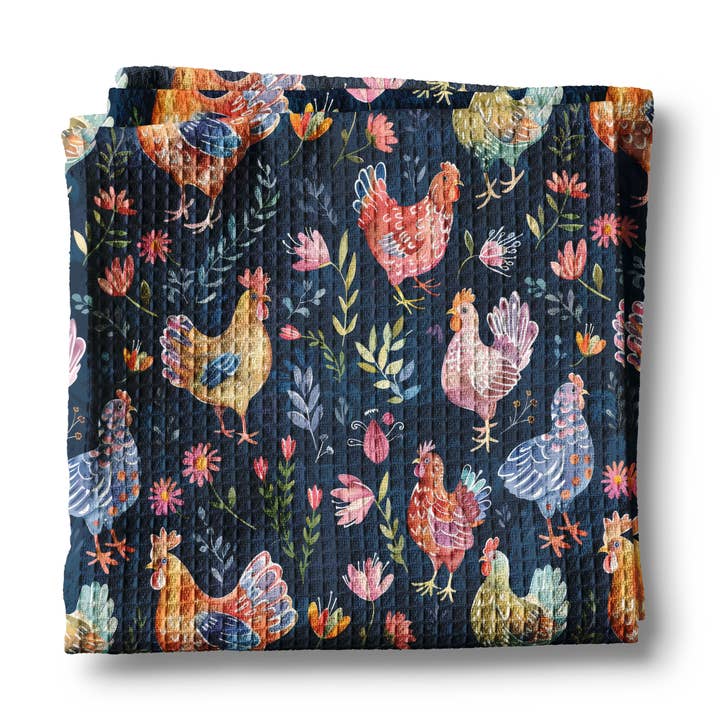 Floral Chicken Kitchen Towel