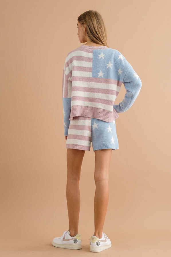 American Flag Shorts Set