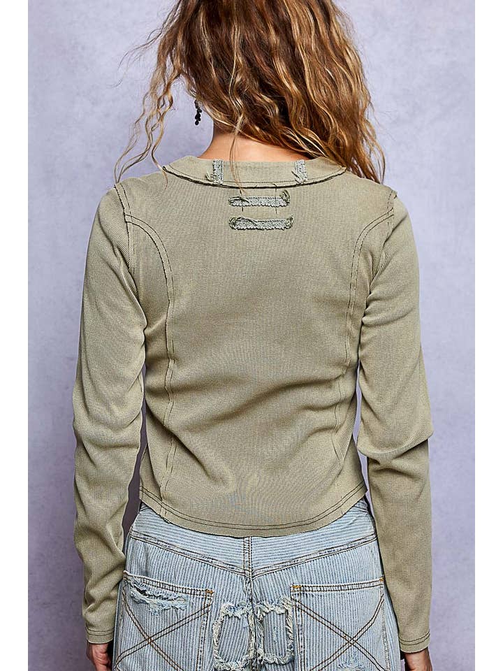 POL Ribbed Washed Accent Top