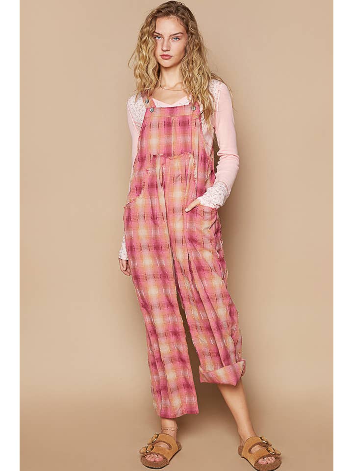 POL Plaid Woven Jumpsuit