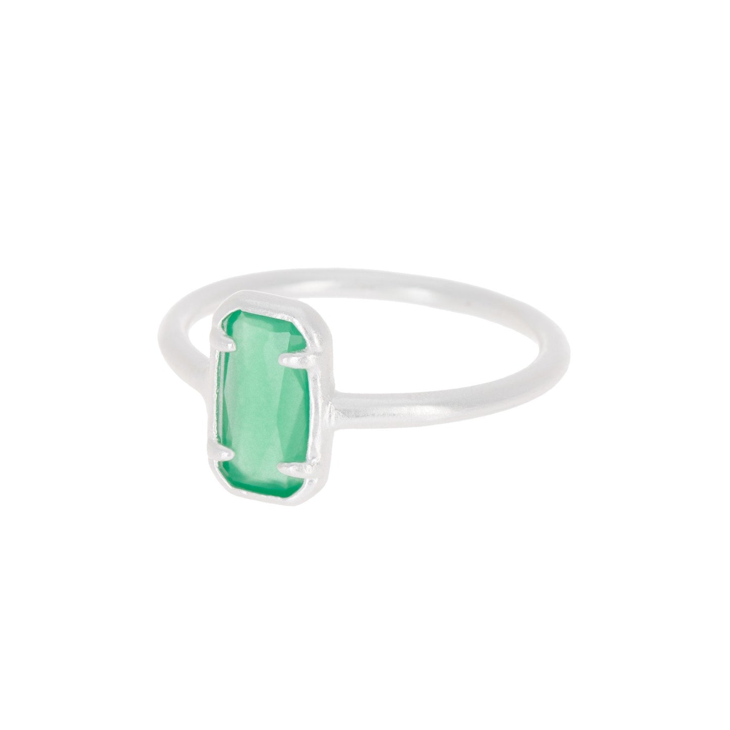 Green Chalcedony Crystal Cab Ring