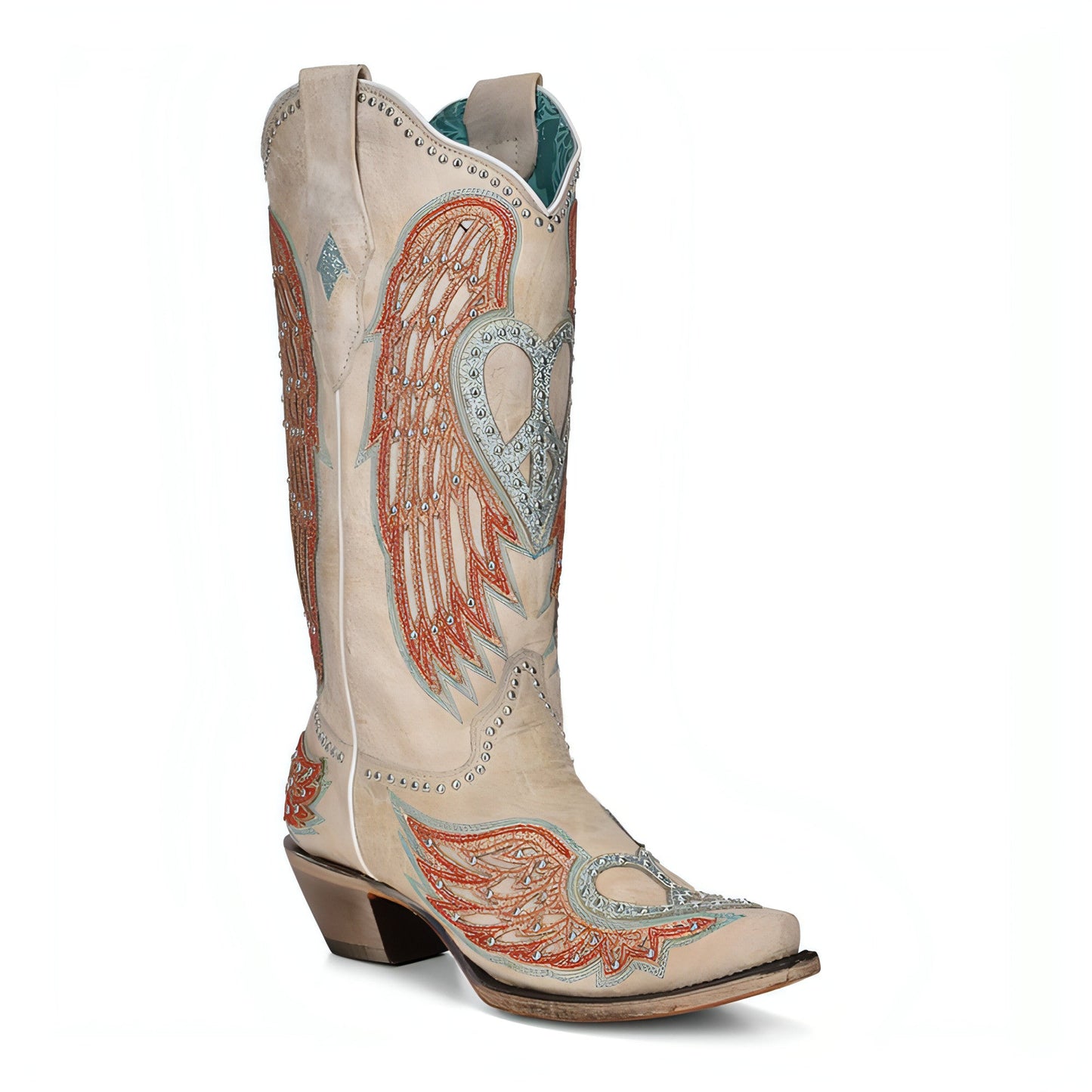 Corral LD Bone Heart & Wings & Embroidery & Studs Boots