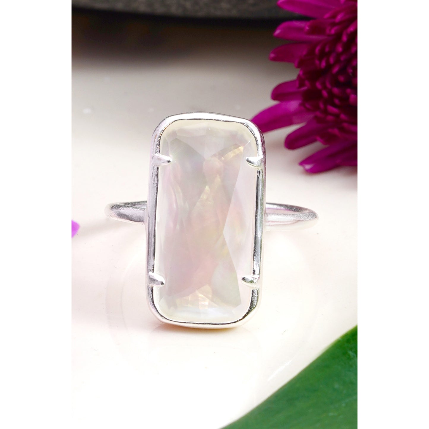 Mother of Pearl Rectangle Ring